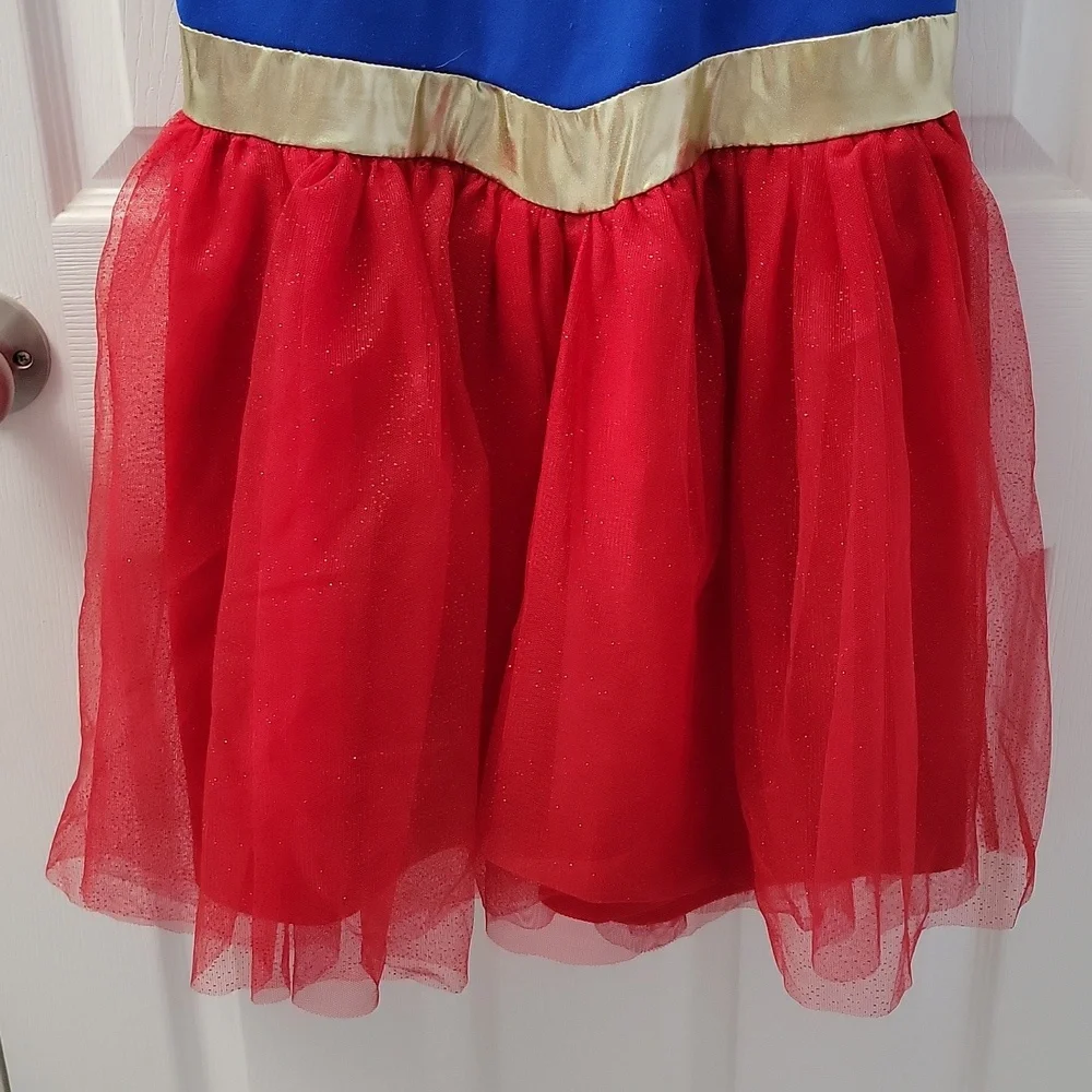 Disney Supergirl Dress Costume Short Cap Sleeves Red Blue Gold Girls Large 10/12